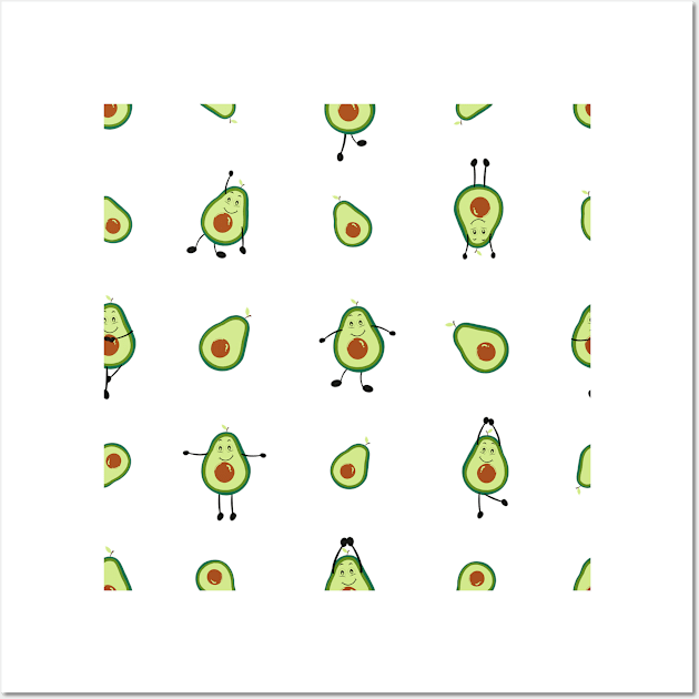 Avocados practicing yoga with cute expression Wall Art by GULSENGUNEL